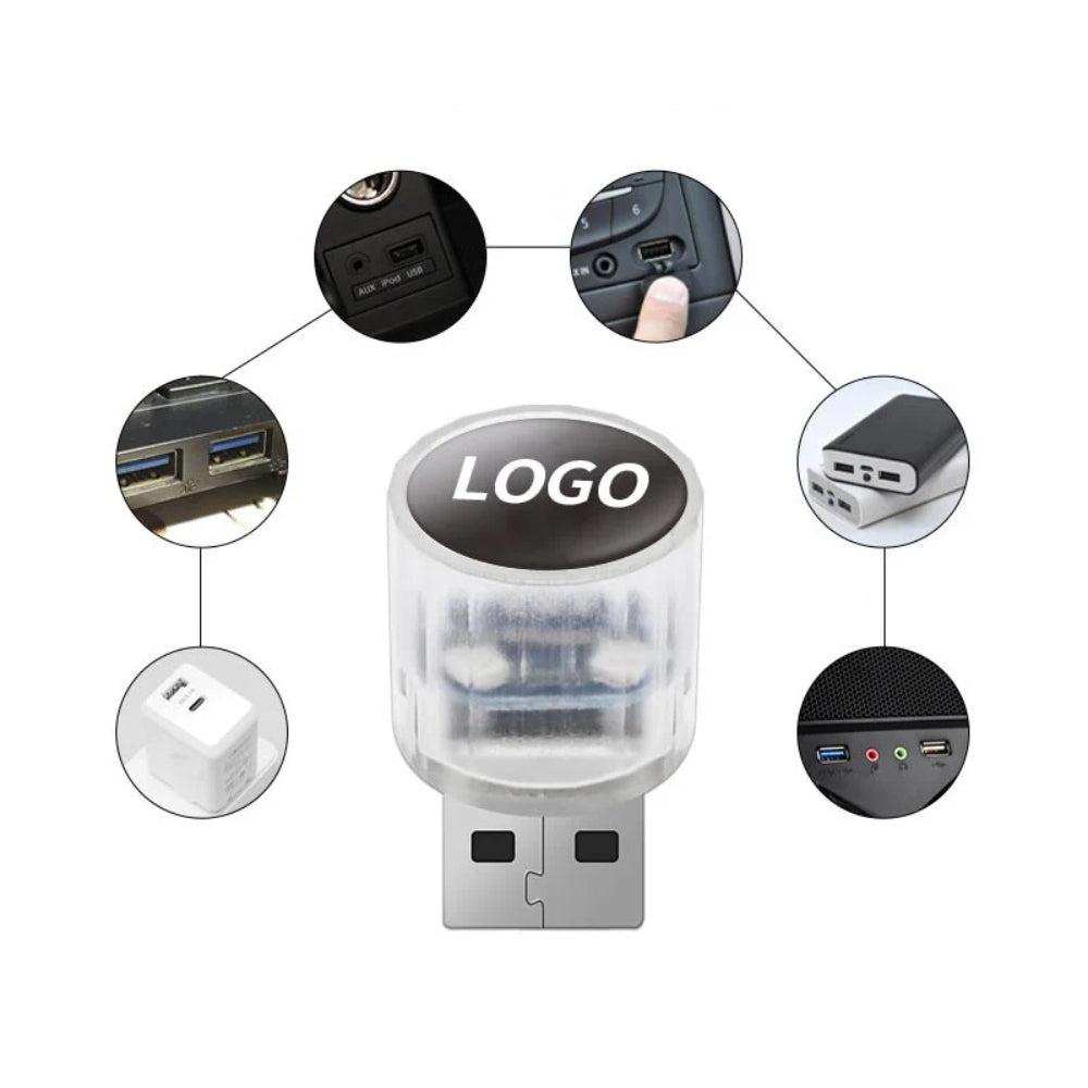 Mini luce LED USB decorativa per interni auto